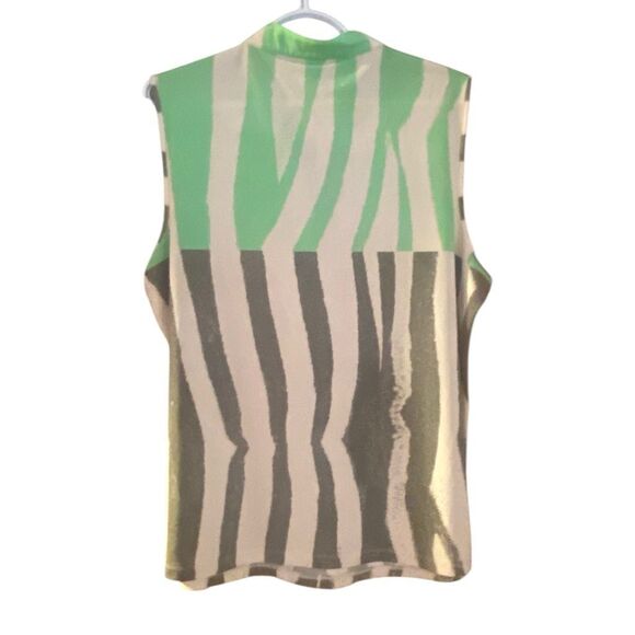 Jamie Sadock XL Sleeveless Golf Polo Top Women Zebra Print Green Pink Stretch Sp - Picture 5 of 6
